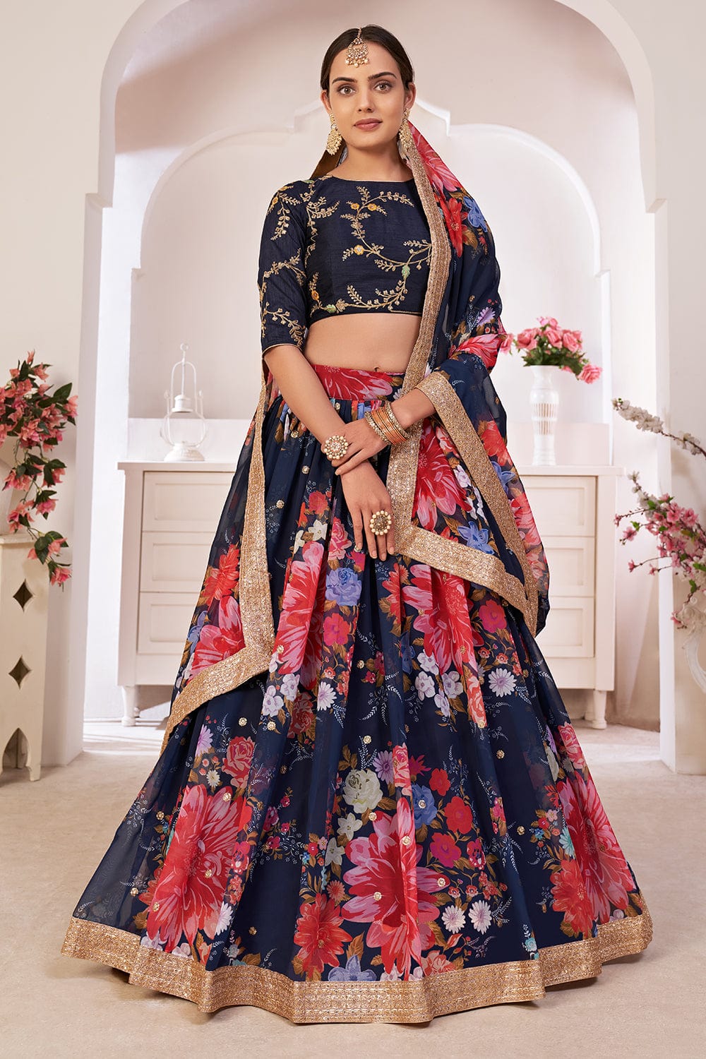 VF - Ineffable Rama Faux Georgette Sequence Work Lehenga Choli