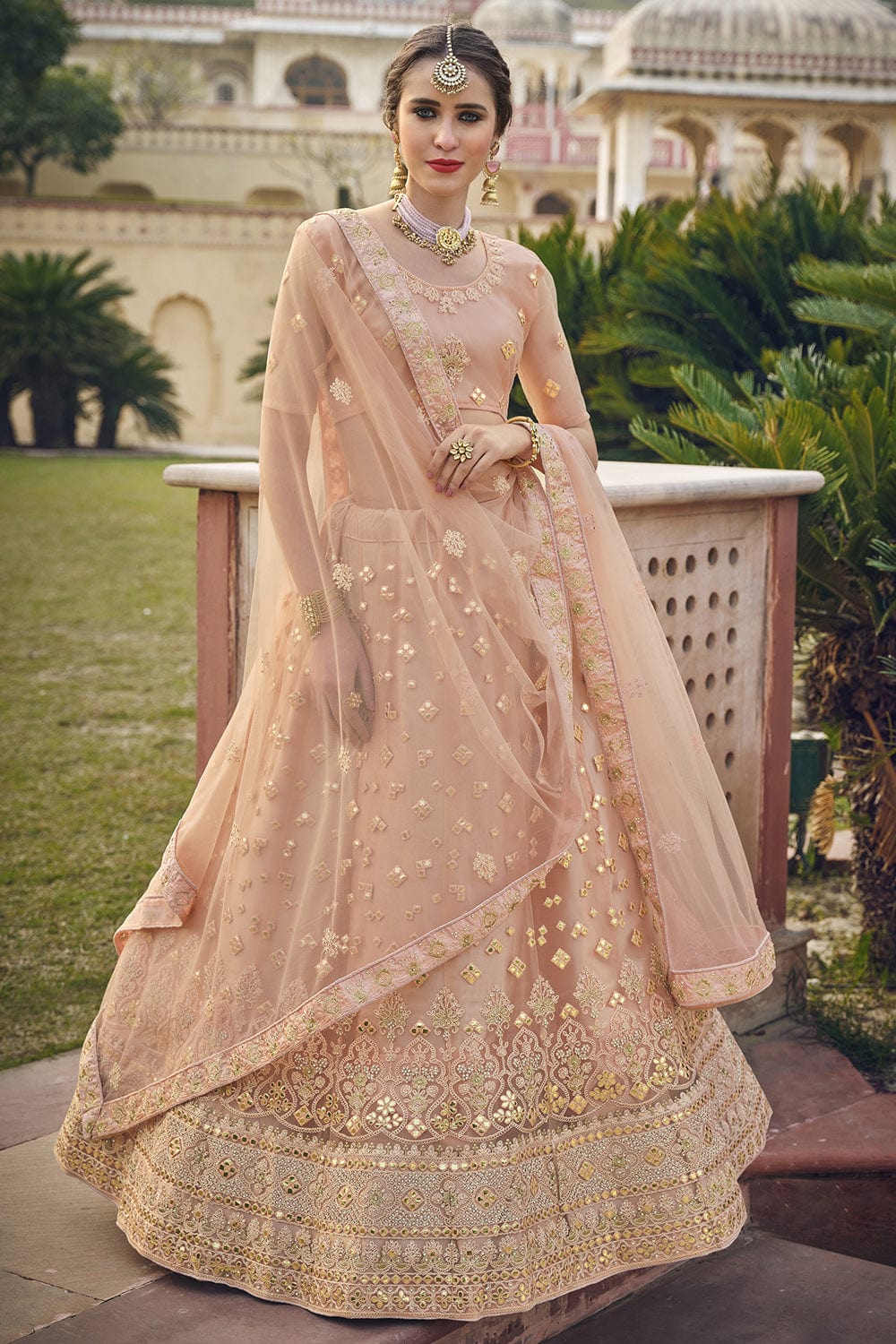 Silk Peach Color Indo Western Style Designer Lehenga Choli at Rs 5735 in  Surat