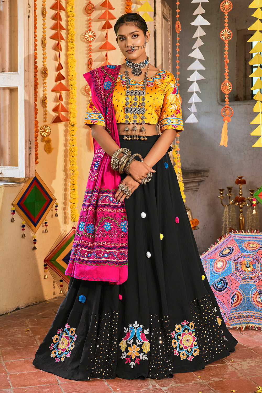 Black Color Plain Cotton Navaratri Chaniya Choli at Rs 4199.00 | Chaniya  Choli | ID: 2850740903512