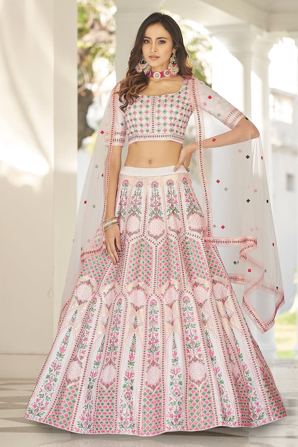 Buy The Daughter House Regular Floral Embroidery Design Lehenga Set For  Girls, Baby Pink, 5-6 Years at Amazon.in