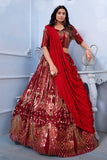 red lehenga