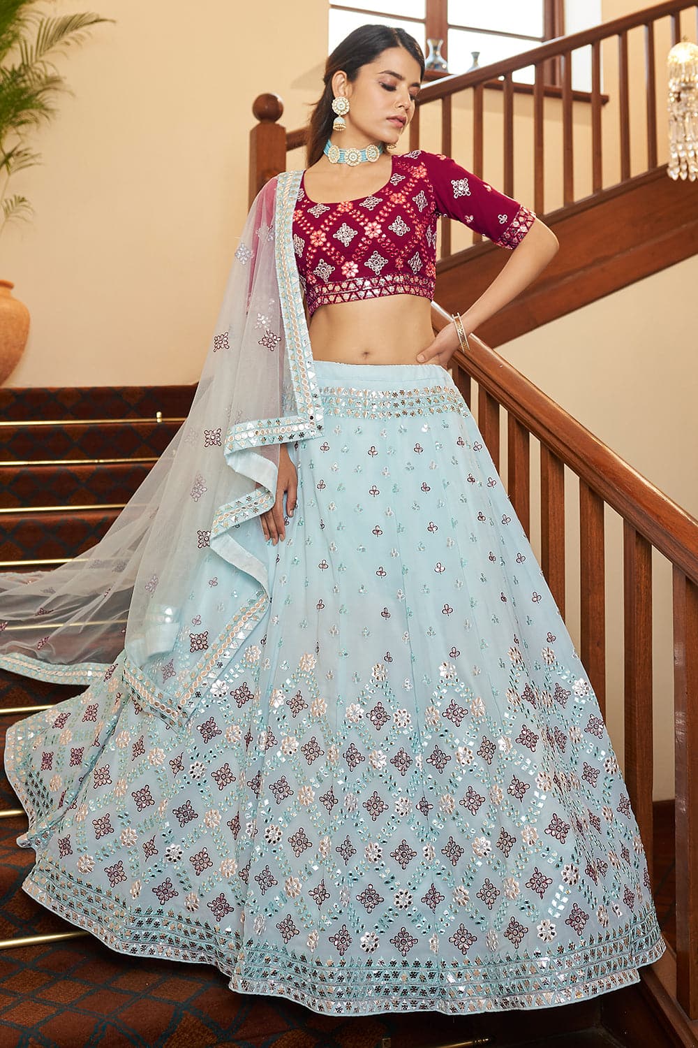 Gorgeous hot pink lehenga with blue dupatta. See more on wedmegood.com  #wedmegood #… | Lehenga color combinations, Indian bridal outfits, Bridal  lehenga collection