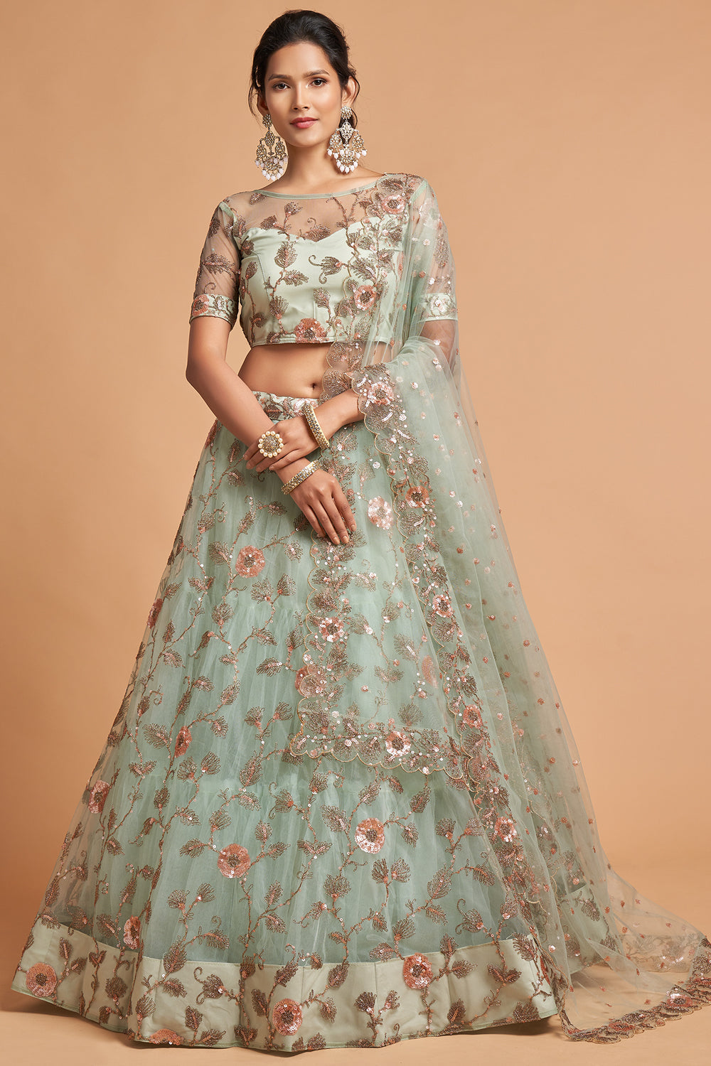 green lehenga choli