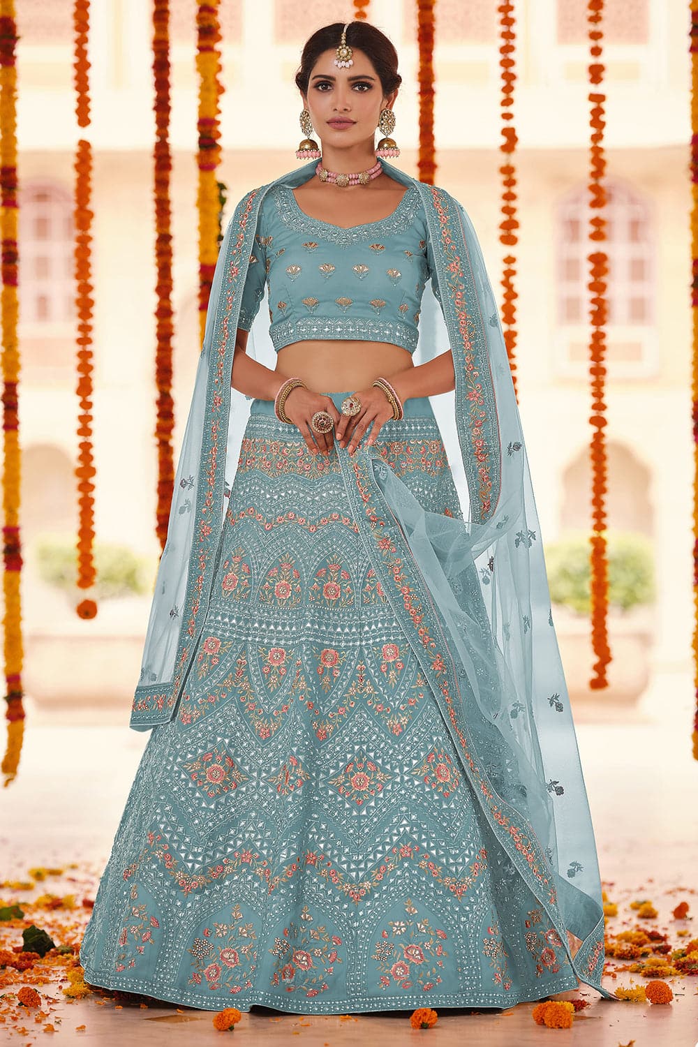 blue lehenga choli