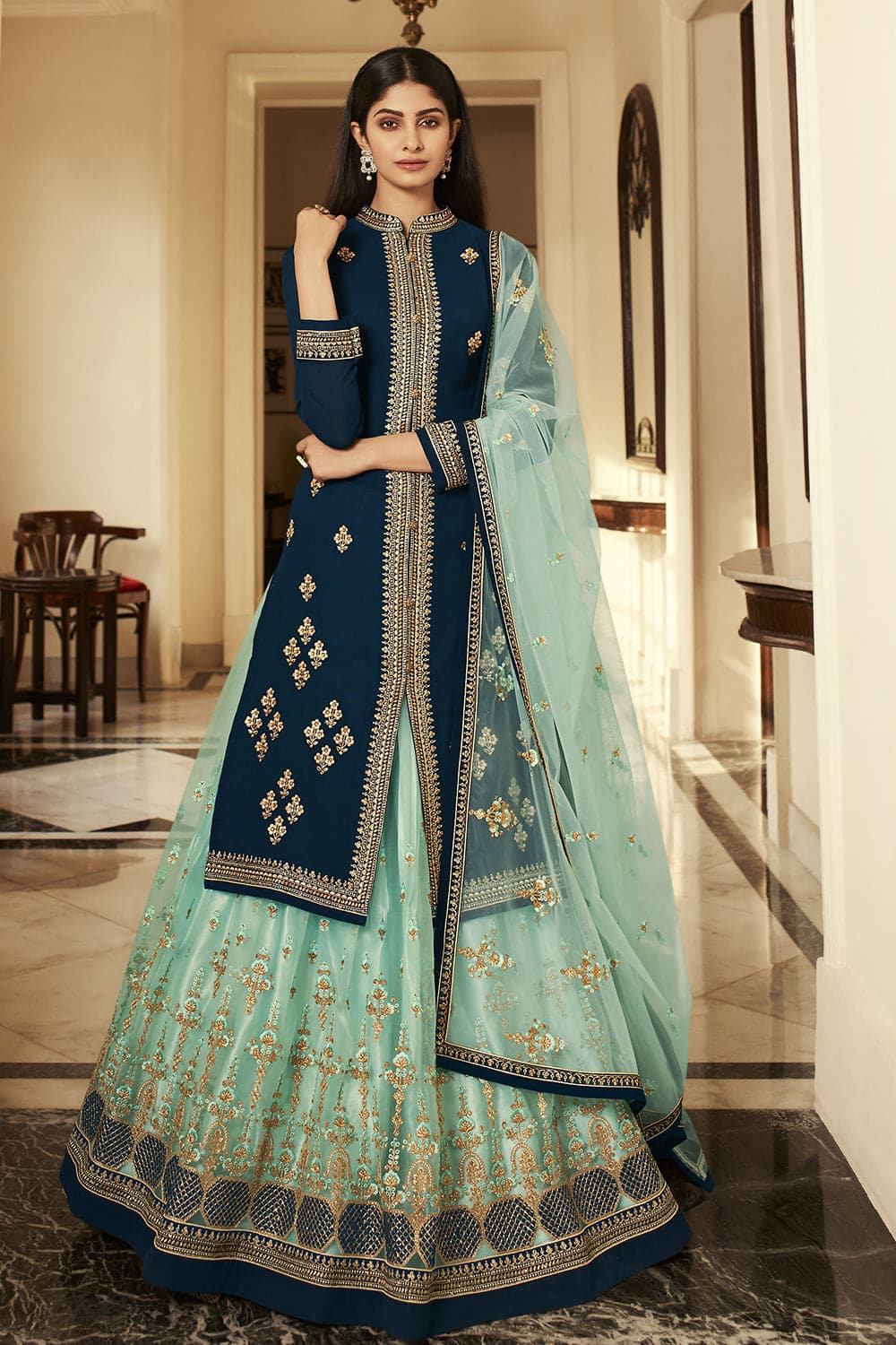 Wine and Grey Satin Georgette Lehenga and Churidar Designer Suit 3003 |  Party wear lehenga, Party wear indian dresses, Party wear dresses