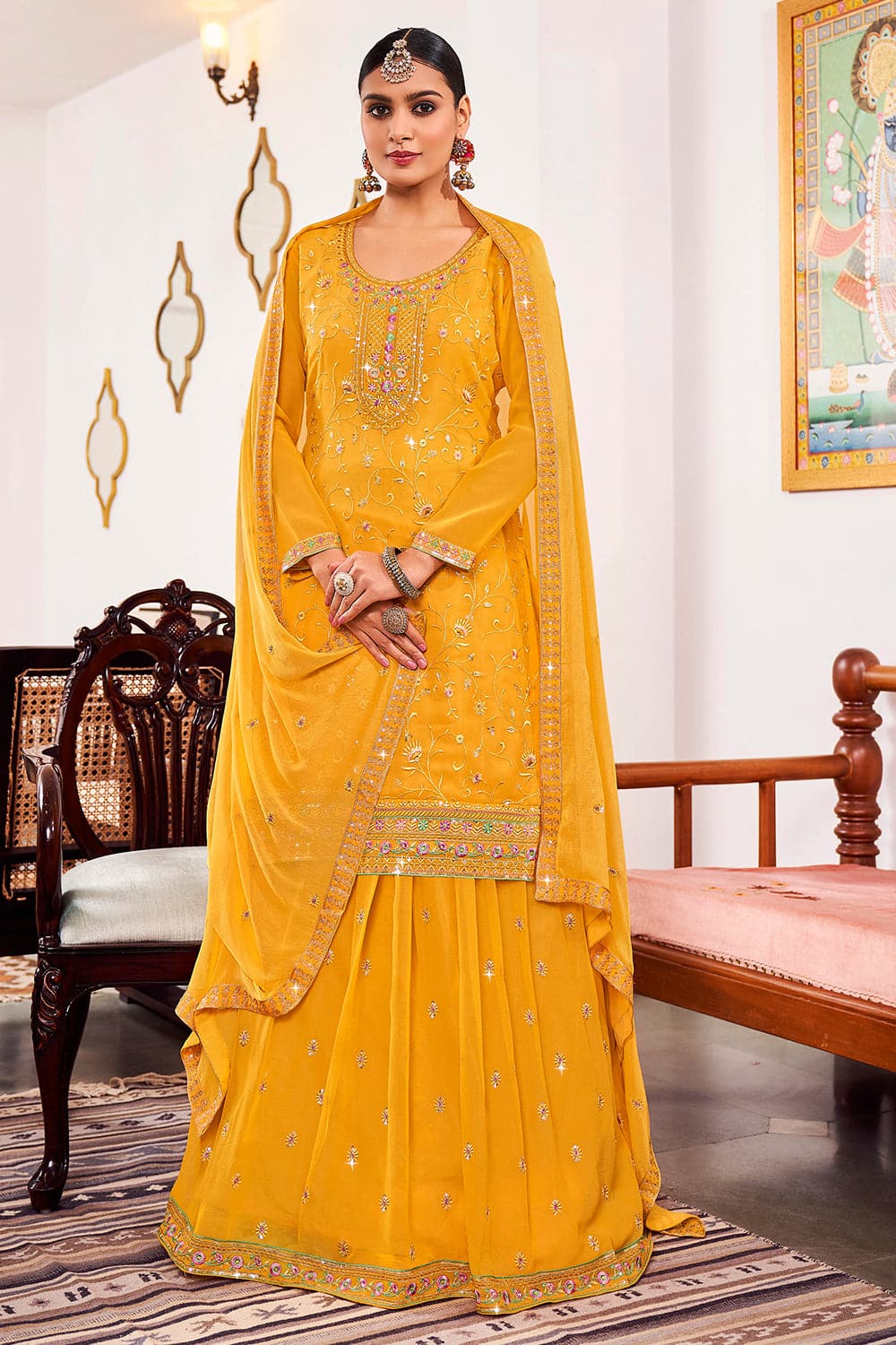 yellow lehenga suit