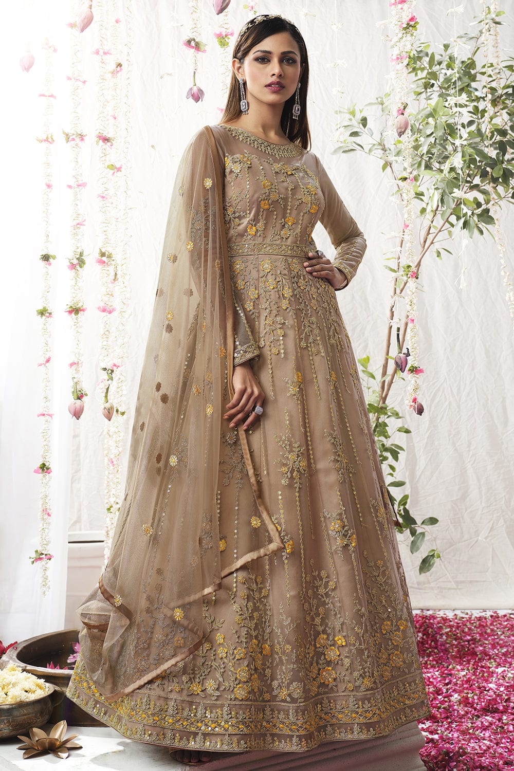 brown lehenga suit