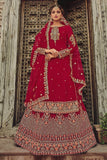 red lehenga