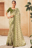 green leheriya saree