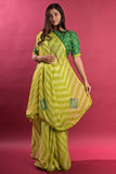 green leheriya saree