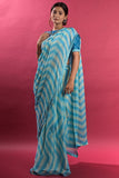 blue leheriya saree