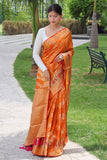 orange leheriya saree
