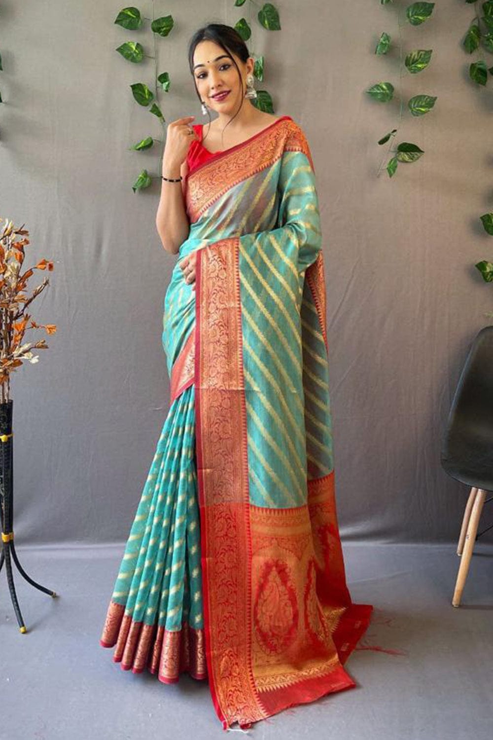 Buy Grey Pure Kota Tussar Silk Embroidery One Leheriya Saree With Blouse  For Women by Aarti Sethia Studio Online at Aza Fashions.