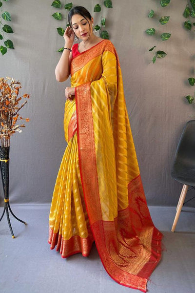 Buy Yellow and Pink Chinnon Leheriya Saree Online – Vasansi Jaipur