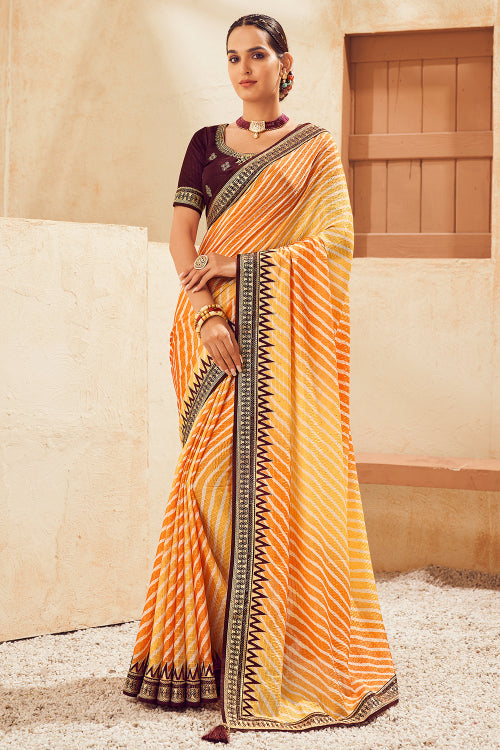 Ranas Yellow Leheriya Saree