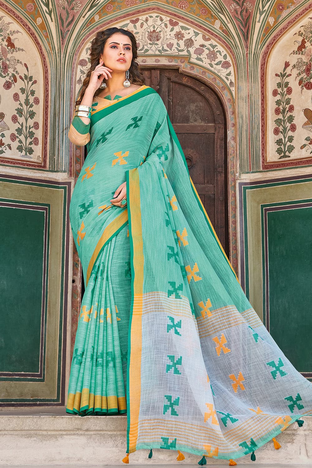 green saree