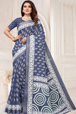 blue linen saree