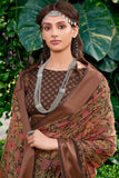 Beautiful Coffee Brown Cotton Linen Saree