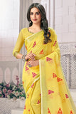 yellow linen saree