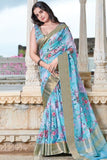 Linen Saree Capri Blue Linen Saree saree online