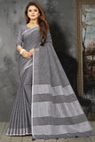 grey linen saree