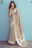 brown linen saree