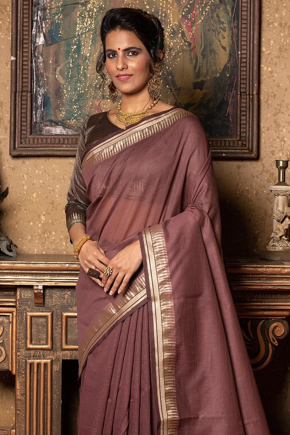 Handwoven Pure Linen with Zari Border – Amrapali Boutique | Saree look, Plain  saree, Stylish sarees