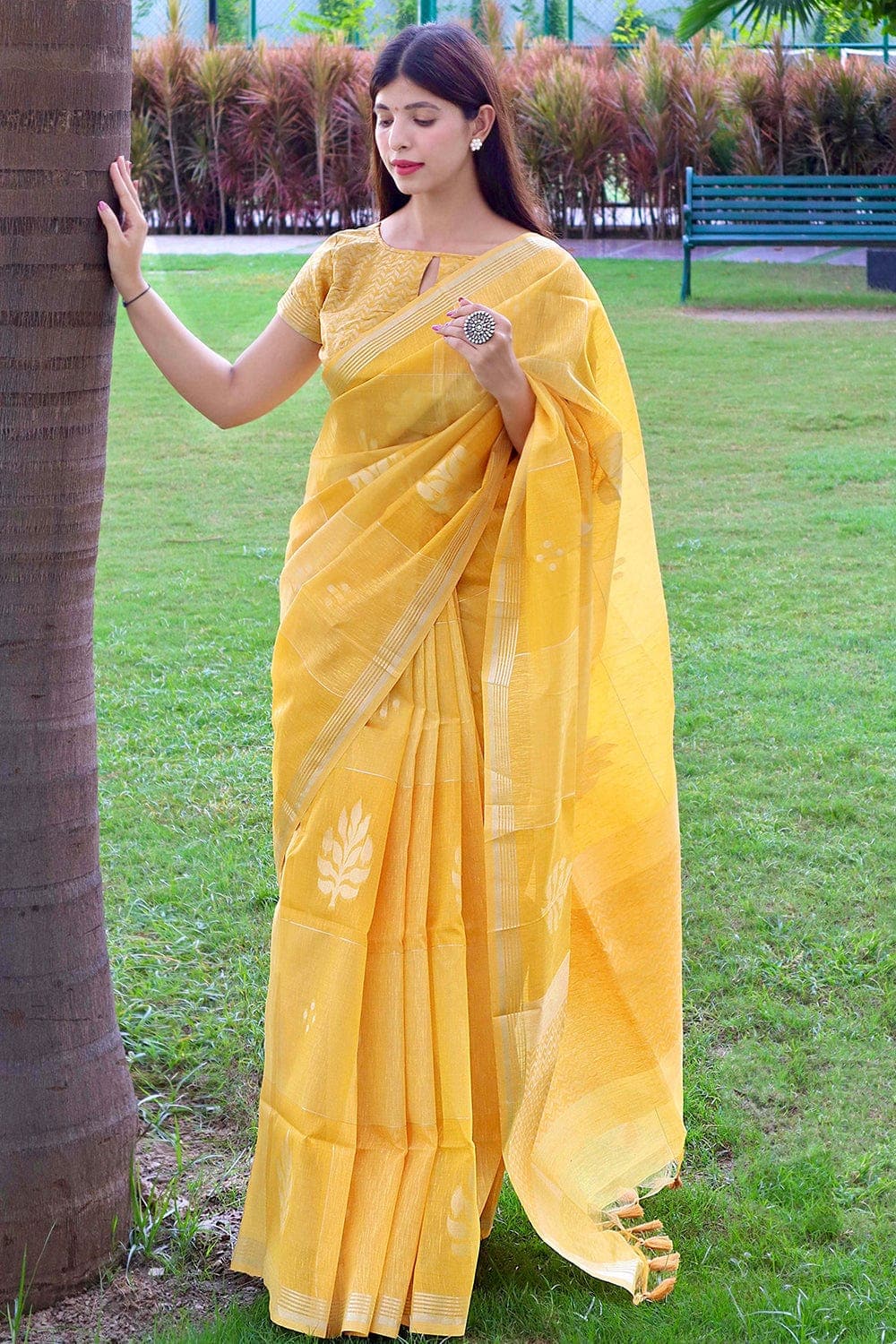 Linen Saree Daffodil Yellow Linen Saree saree online