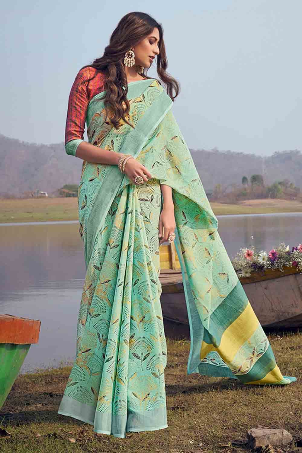 linen saree