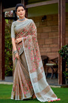 brown linen saree