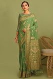 Linen Saree Fern Green Linen Saree saree online