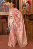 pink linen saree