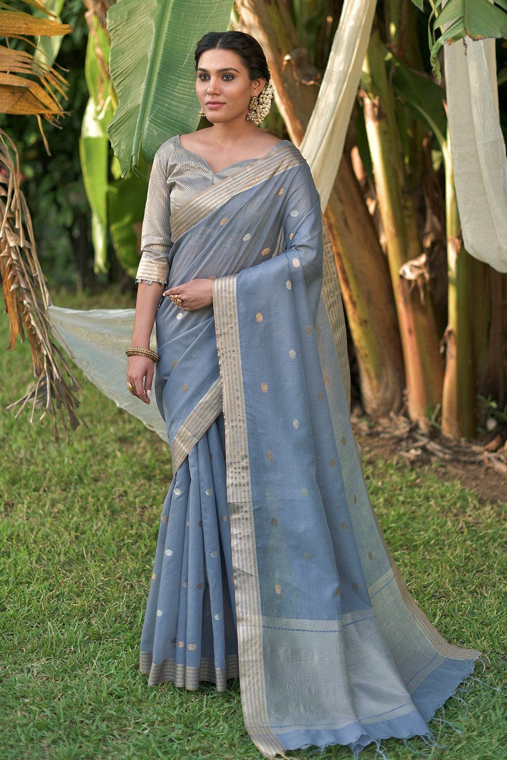 Linen Saree Flint Grey Linen Saree saree online