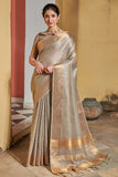 grey linen saree