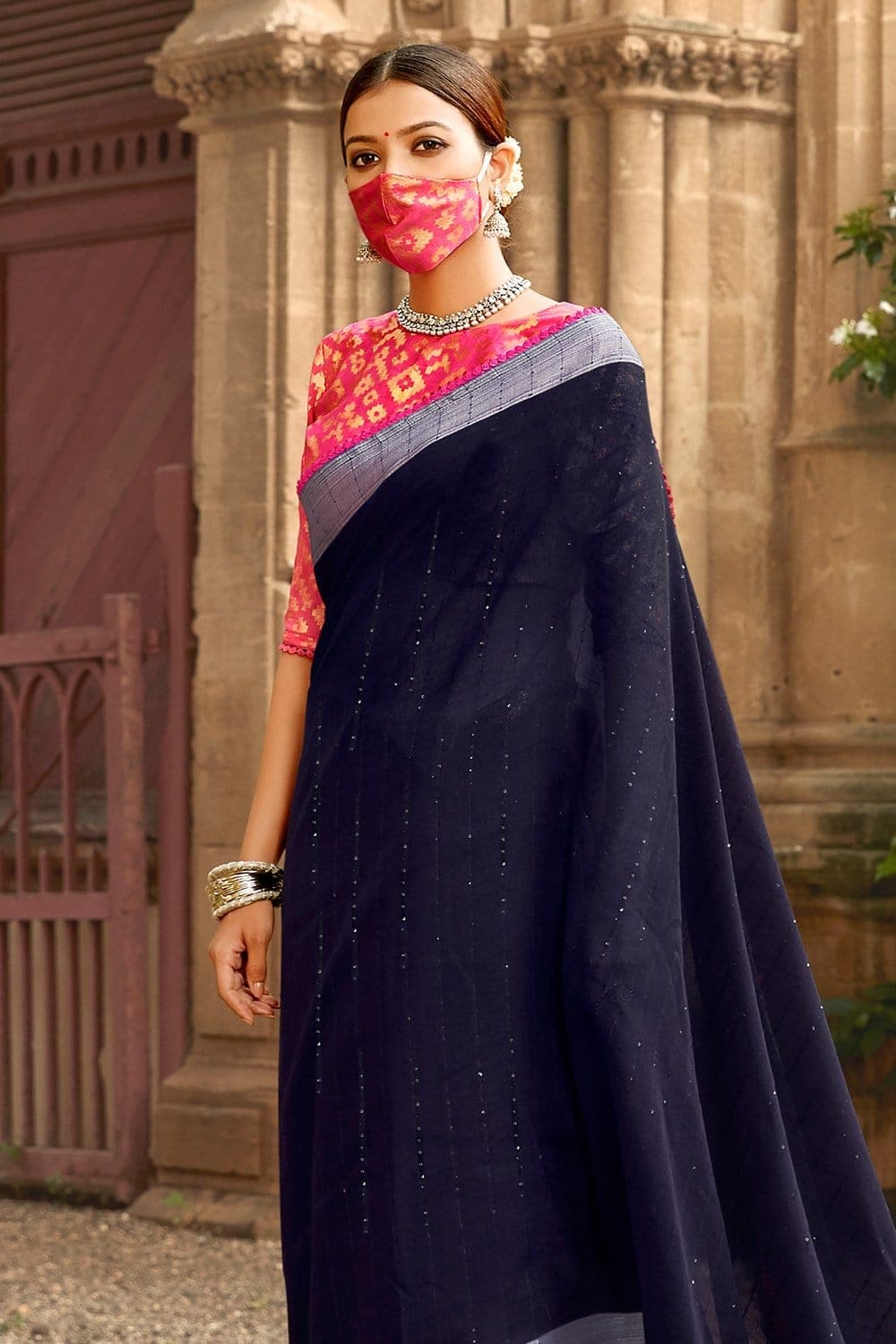 Linen Saree Indigo Blue Linen Saree saree online