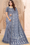 blue linen saree