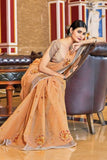 Linen Saree Light Pumpkin Orange Linen Saree saree online