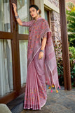 purple linen saree