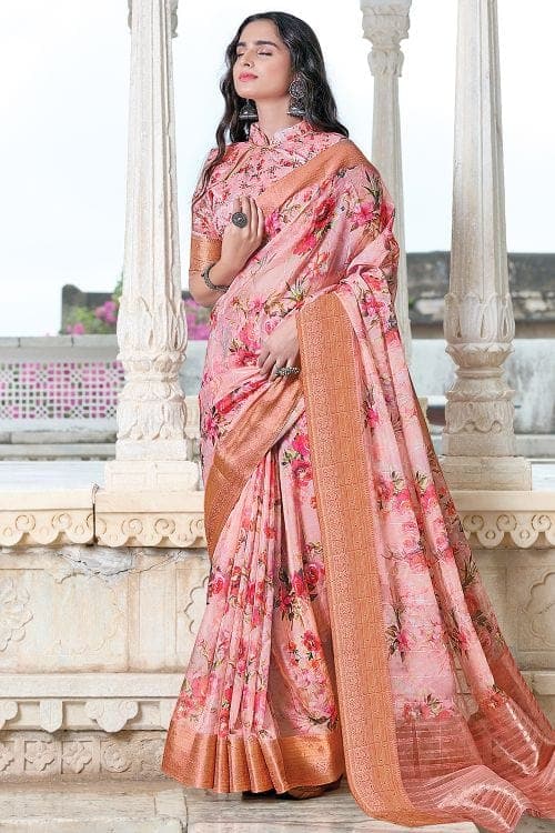 Linen Saree Lily Pink Linen Saree saree online