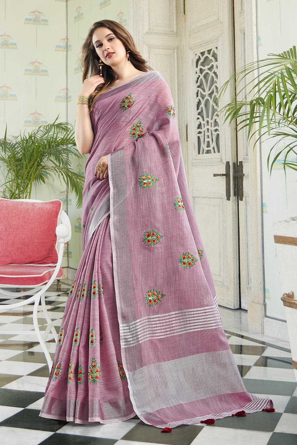 linen saree