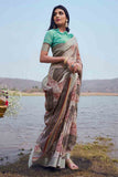 multicolour linen saree