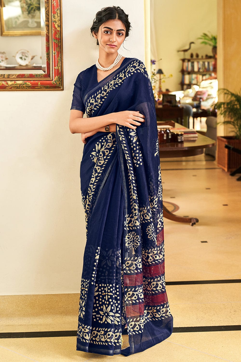 Formal Blue Linen By Linen Saree at Rs.1350/Piece in bhagalpur offer by the  goodwill of linen