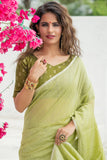 Olive Green Linen Saree