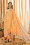 orange linen saree