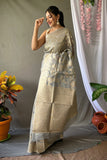 grey linen saree