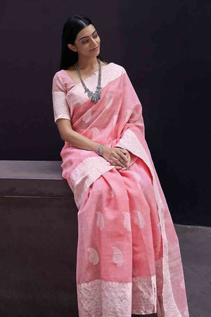 Taffy Pink Cotton Saree