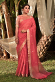 Linen Saree Punch Pink Linen Saree saree online