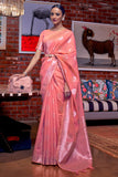 pink linen saree