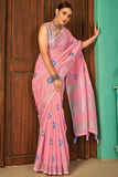 Linen Saree Rose Pink Linen Saree saree online