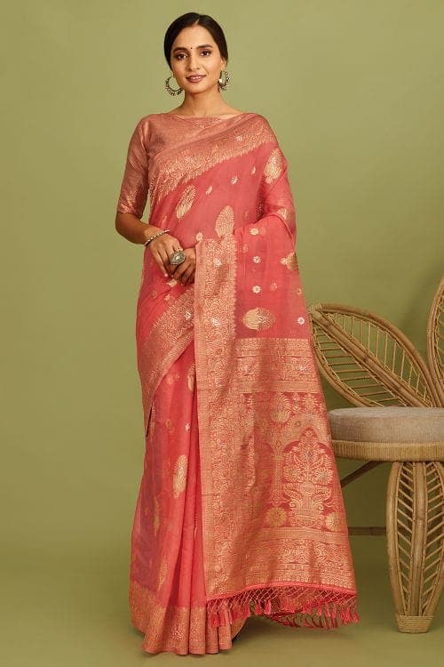 Linen Saree Rose Red Linen Saree saree online